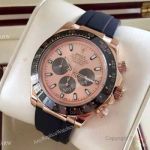 Fake Rolex Daytona Watch Black Rubber Rose Gold